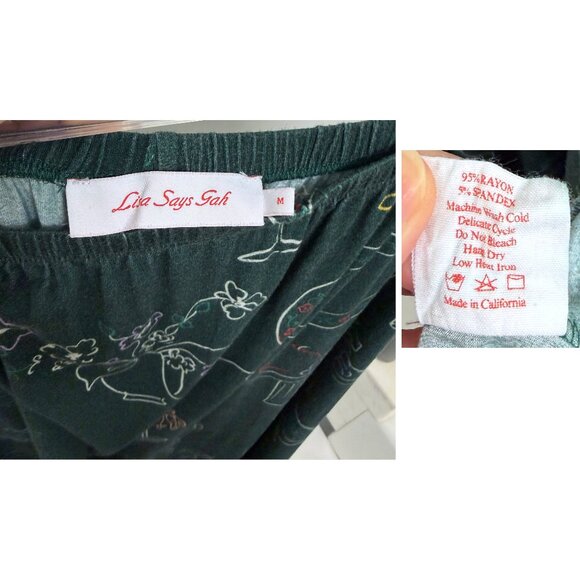 Lisa Says Gah Lauren Midi Skirt Green Food Set the Table Forest Tablescape M - Picture 3 of 11